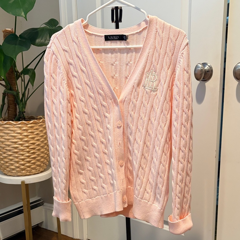 Polo by Ralph Lauren Soft Pink Cable Knit Cardigan